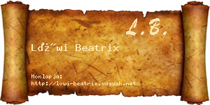 Löwi Beatrix névjegykártya
